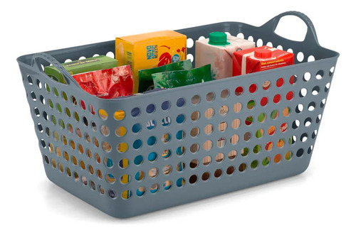 Kit 2 Cesto Organizador Retangular Flexível Cinza 22lt Arthi