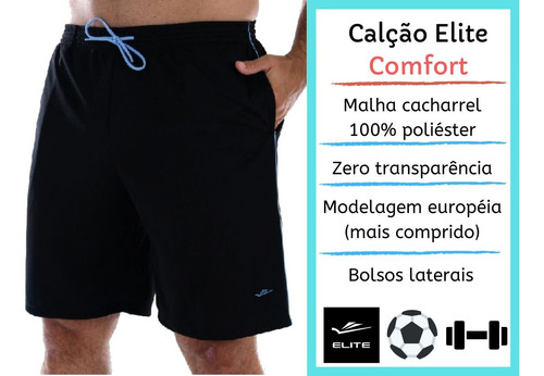 Bermuda Shorts Masculino Plus Size Elite 2 Bolsos Tamanho 50 Ao 64