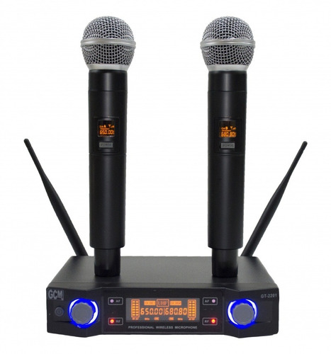 Microfono Inalambrico Doble De Mano Gt-2201 Uhf Gcm Pro