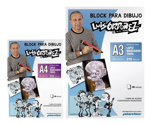 Block Dibujo Ordoñez A4 40 Hs 210 Grs  Lápiz, Marcador Tinta