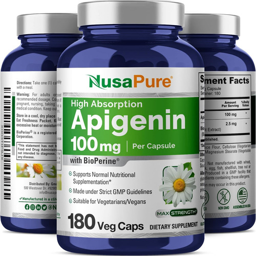 Ultra Apigenina Pura 100mg Alta Absorcion +bioperina X180uni