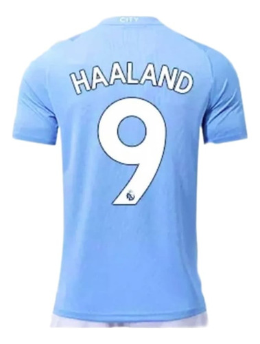 Camiseta Erling Haaland Manchester City Nro 9 Celeste 