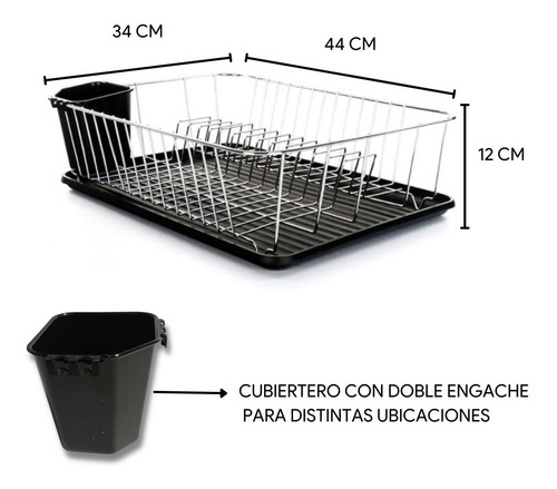 Imagen 2 de 10 de Secaplatos Escurridor Platos Con Bandeja Porta Cubiertos