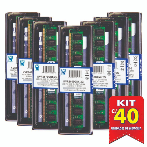 Memória Kingston Ddr2 2gb 800 Ou 667 Mhz Desktop Kit C/40   