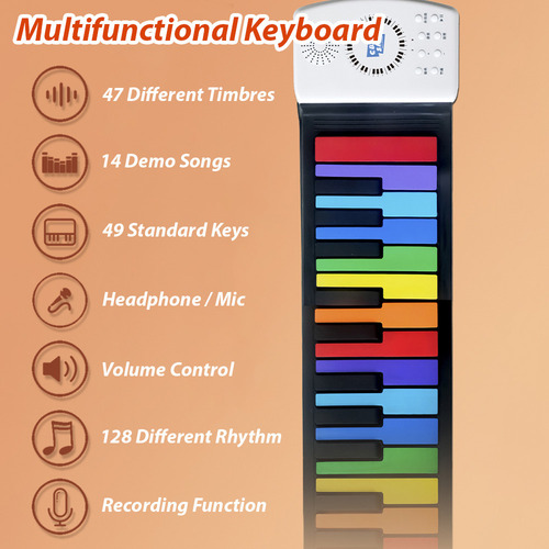 Rollo De Batería Para Piano Hand Roll, Canciones Educativas,