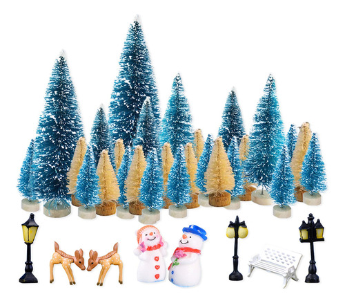 Wonuu 35 Piezas Mini Rbol De Navidad Modelo Nieve Escarcha R