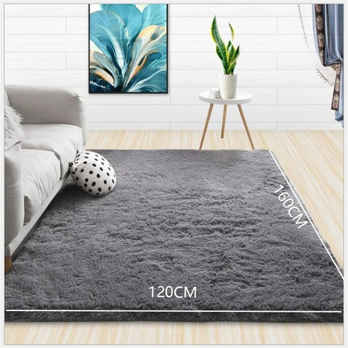 Alfombra De Salón De Dormitorio Felpa Suave 120 X 160cm Color Gris Diseño De La Tela Solid Color