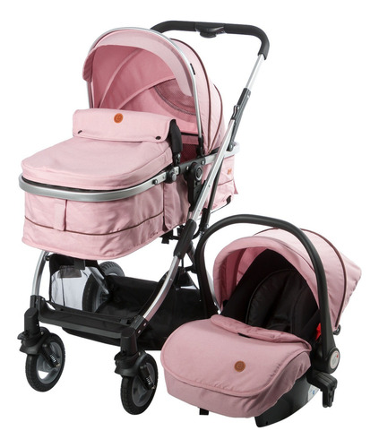 Coche Para Bebé Moises, Portabebé Y Silla Aluminio Color Rosa