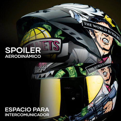 Casco Moto Hax Onix Scarface Integral Brillo Negro Dot Ece Negro Jaguar Xl