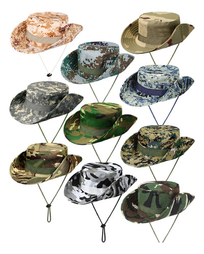 10 Sombreros Tipo Boonie De Ala Ancha, Camuflaje, Protección