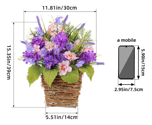 Cesta De Flores De Simulación H Purple Sim 8003