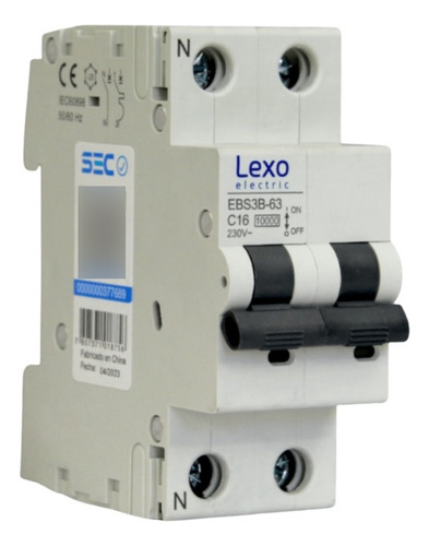 Pack 3un Automatico Bipolar Lexo 2x16a 10k C Certificado Sec