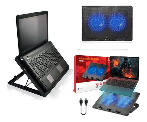 Base Apoio Suporte Notebook Até 15,6 Nbc-50bk C3tech 2 Coolers Led Azul