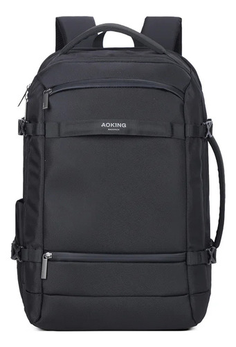 Portafolio Maletin Mochila Viaje Aoking Color Negro Diseño de la tela Lisa