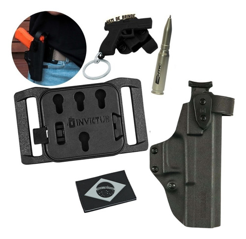 Coldre Kydex Glock G19 G17 G22 G23 G25 Trust Cinto Invictus