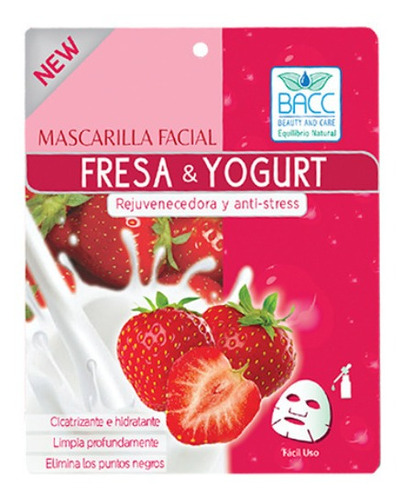 Mascarilla Facial Fresa Y Yogurt Rejuvenecedora Antiestrés