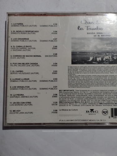 Que Siga La Tambora. Banda Sinaloense El Recodo. (Usado)