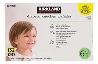 Pañales Kirkland Signature Unisex Etapa 6 132 pzas