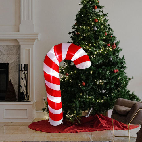 Bastón De Inflable Iluminado Para Navidad, Decoración Para