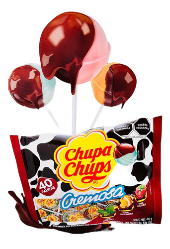 Chupa Chups Cremosa Paletas Surtido Chocolate Bolsa 40 Pzs
