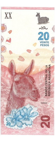Billete Argentina 20 Pesos Guanaco