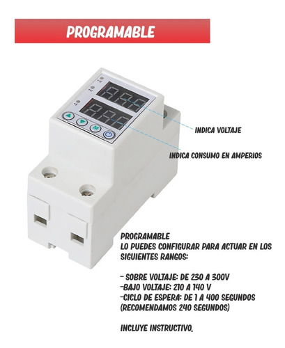 Imagen 3 de 6 de Protector De Voltaje Programable Integral 220v Y 63a