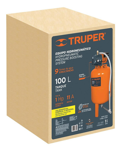 Imagen 2 de 4 de Bomba Hidroneumatica 1hp 100 Litros Truper 12255