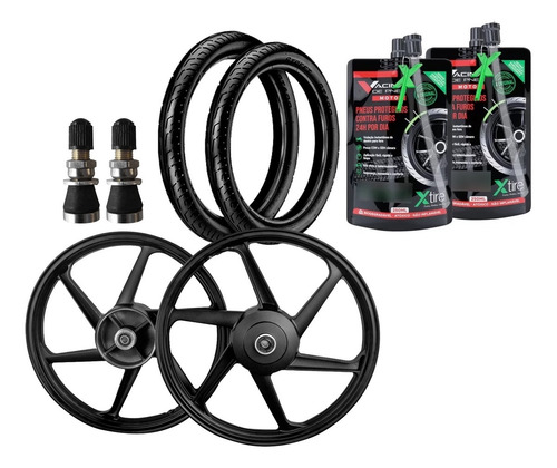 Kit Roda 6p Tambor + Par Pneu 80 100 18 - 90 90 18 + Brindes