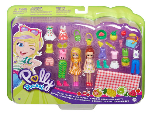 Polly Pocket Picnic Pretty Fashion Pack Con Muñecas Polly Li