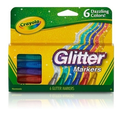 Fibras Marcadores Crayola Glitter X6 Colores 588629