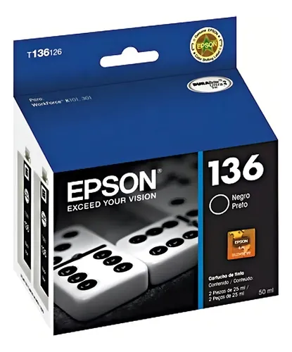 Cartucho Epson 136 Negro T136126 Al Workforce K101 K301