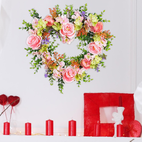 Corona De Rosas Artificiales En Forma De Corazón Para El