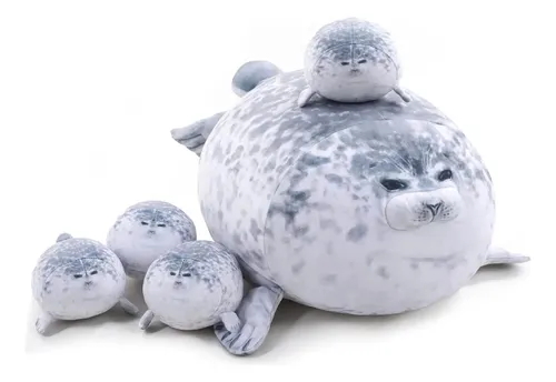 Peluche De Foca, Suave, Comoda, Con 4 Bebes Foca. 40cm