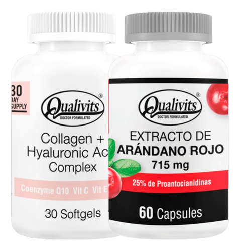 Colágeno Ácido Hialurónico, Extracto Arándano Rojo Qualivits