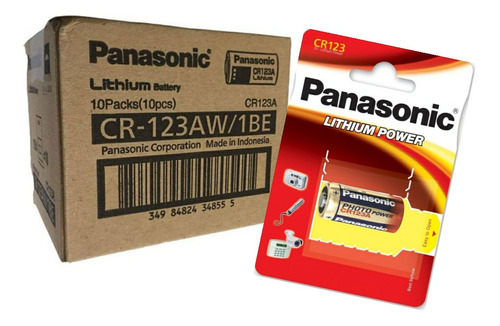 Imagen 1 de 4 de Caja X 10pilas Panasonic Cr-123 3v Litio Dl 123 El123