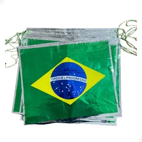 Varal Bandeira Do Brasil Metalizada 10m Copa Eleição