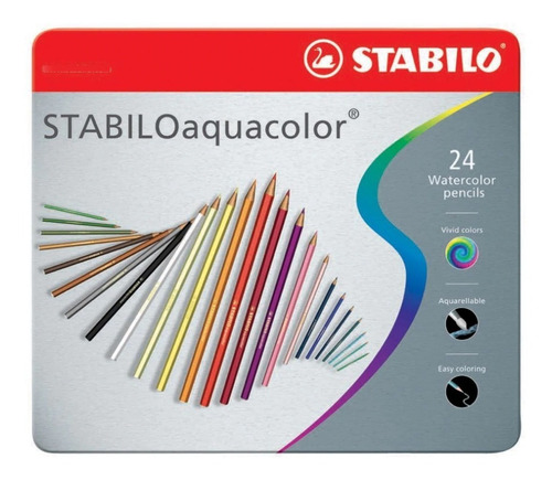 Lápices Acuarelables Stabilo Aquacolor X 24 Lata Nuevo