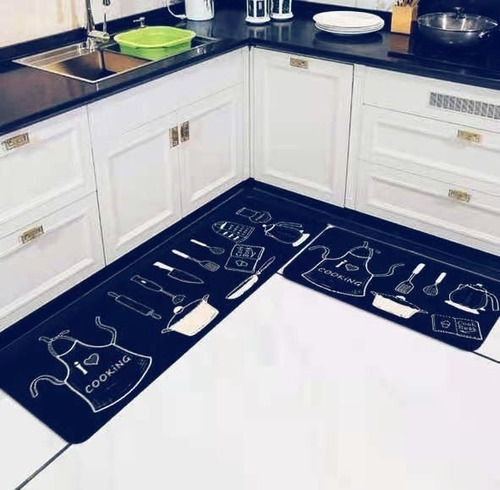 Alfombra Para Cocina Piso Entrada Antideslizante Juego 2 Pcs