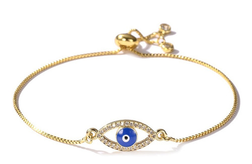 Pulsera Cobre Ojo Turco Dorado/azul