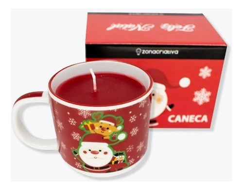 Caneca Com Vela Feliz Natal Papai Noel Zona Criativa