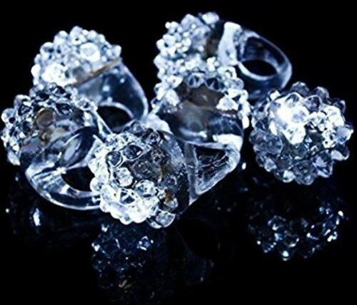 20 Anillos Luminosos De Goma Con Luz Led Blanca Batucada Color Transparente