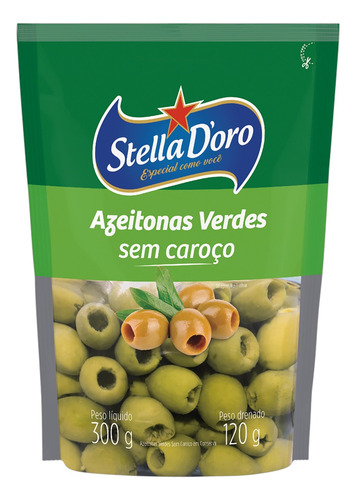 Azeitona Verde em Conserva sem Caroço Stella D'oro Sachê 120g