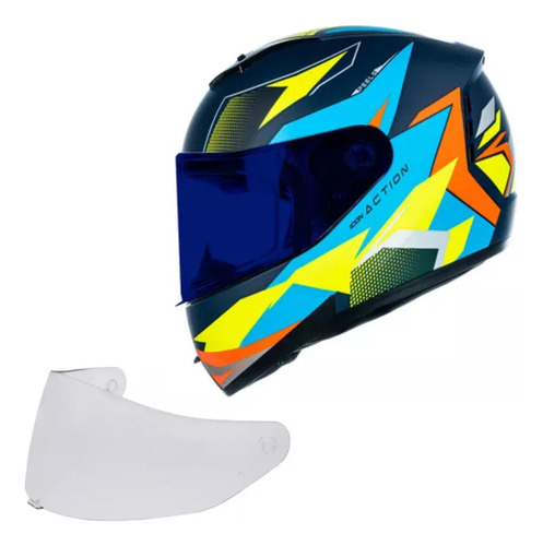 Capacete Masculino Moto Peels Icon Action Azul + Viseira