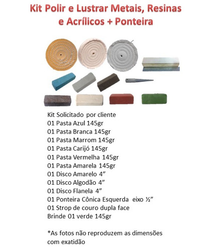 Kit De Polir Metais, Resinas, Acrílicos + Ponteiras + Strop