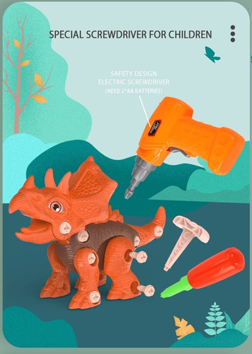 2 Dinosaurios Juego Construcción C/ Destornillador Eléctrico