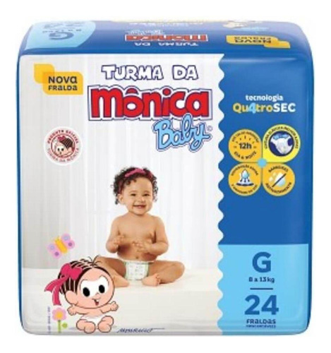 Turma Da Mônica Baby Fralda Jumbo Tam G Com 24 Un