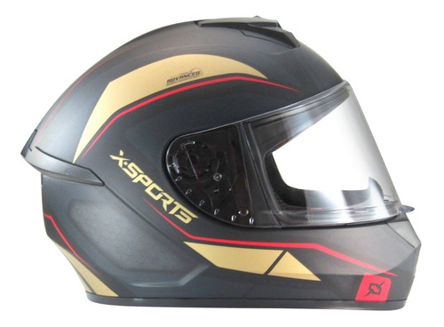 Casco Integral Negro Mate Dorado X Sports M63 - Gkmotos.uy