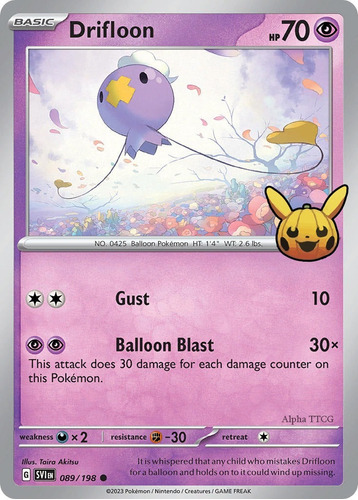 Carta Pokemon Drifloon Original Tcg Edición Halloween 2023