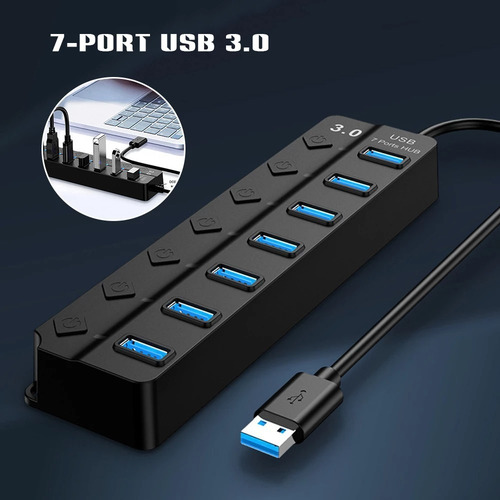 Hub Splitter Usb 3.0 A 7x Usb 3.0 Windows Mac Indicador Led