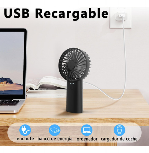 Ventilador De Mano 3 Modos Con Luz Recargable Hogar Viaje